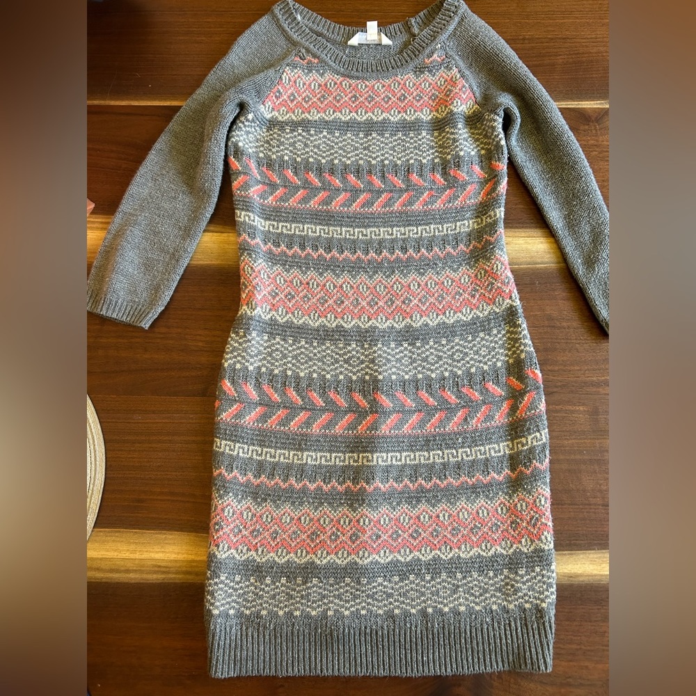 Size Small Charming Charlie Salmon & Gray Sweater Dress